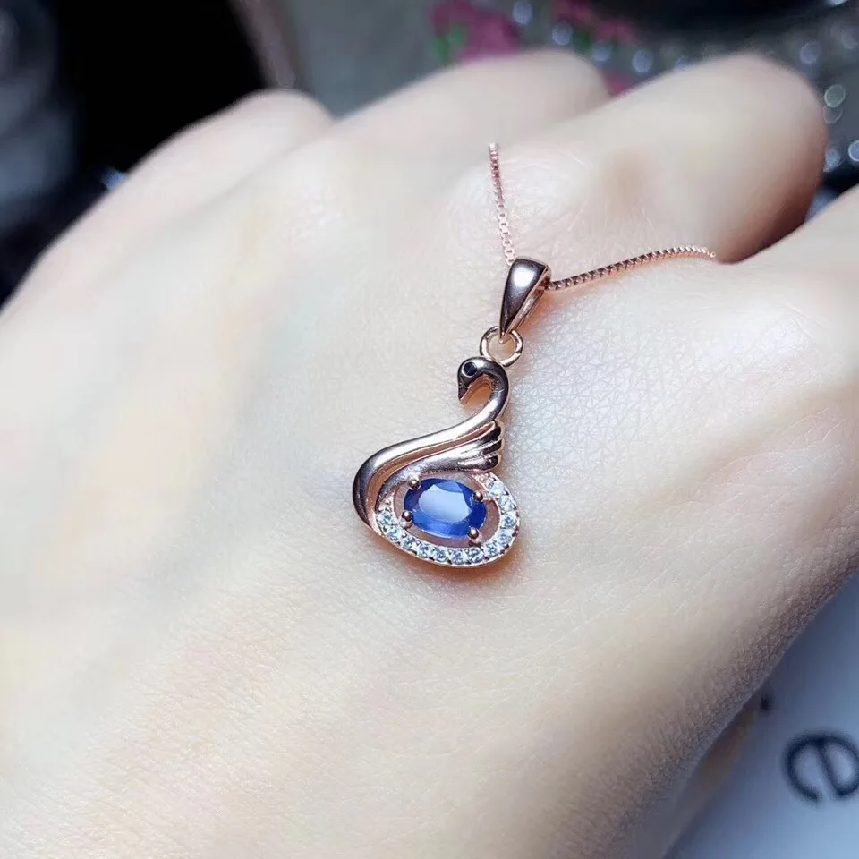 

Natural and Original sapphire necklace pendant Free shipping 925 sterling silver