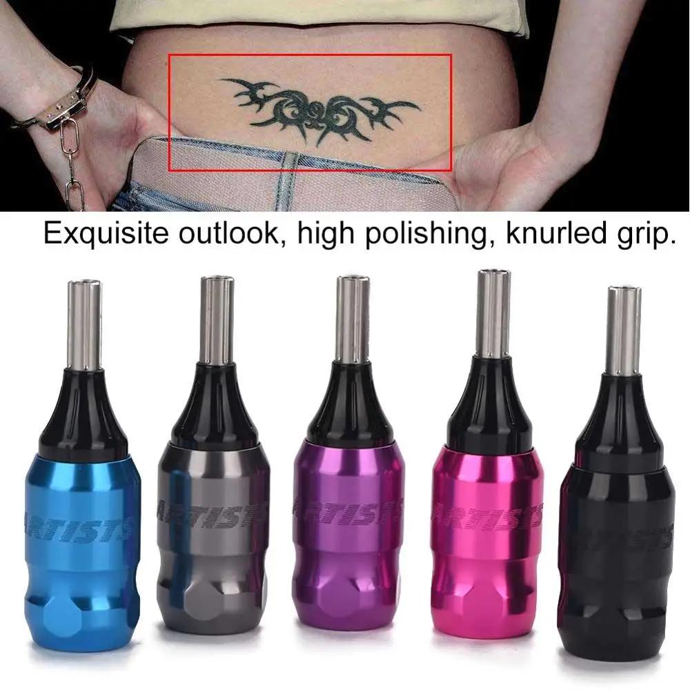 

1 Pcs High Quality Aluminum Alloy Tattoo Non-Slip Knurling Handle Design Tattoos One Needle Handle Body Art Supplies Tools 32 mm