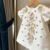 toddler infant baby girls dresses bead appliques flower christening gowns baby baptism princess 1st birthday dress kids clothes