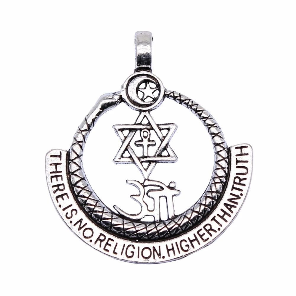 

WYSIWYG 1pcs 60x50mm Antique Silver Color There Is No Religion Higher Than Truth Charms Pendant For Jewelry Making
