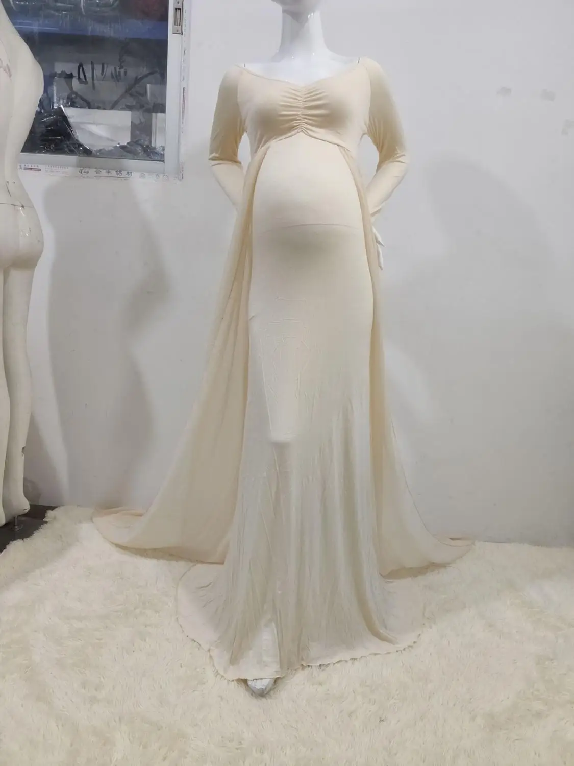 

Long Sleeve Maternity Photography Props Pregnancy Dress For Photo Shooting Sexy Pregnant Dresses For Women Maxi Maternity Gown