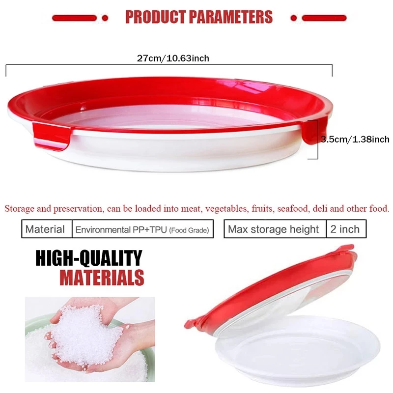 TEENRA 2Pcs Round Food Preservation Tray Kitchen Fresh Keeping Storage Container Creative Stackable | Дом и сад