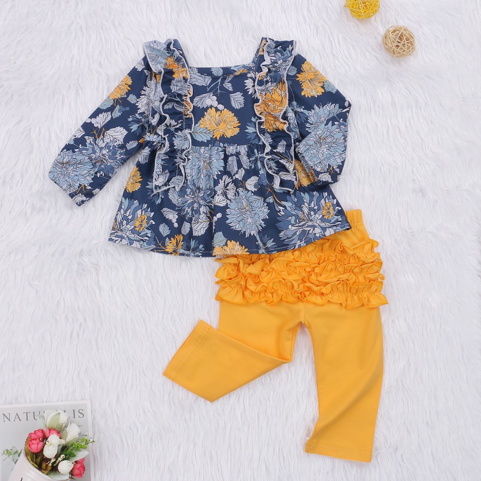 

Pudcoco комплект из 2 предметов одежды для маленьких девочек: футболка с оборками наряды одежда 2021 детский фонарь рукав квадратный воротник пул...