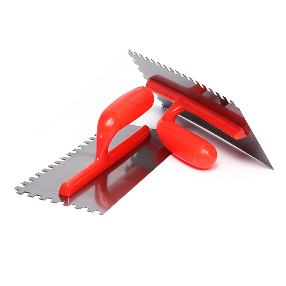 Plastering Scraper Tool 8mm Square Tooth Stainless Steel Soft Grip Adhesive Smoothing Plastering Trowel For Plasterer Tool