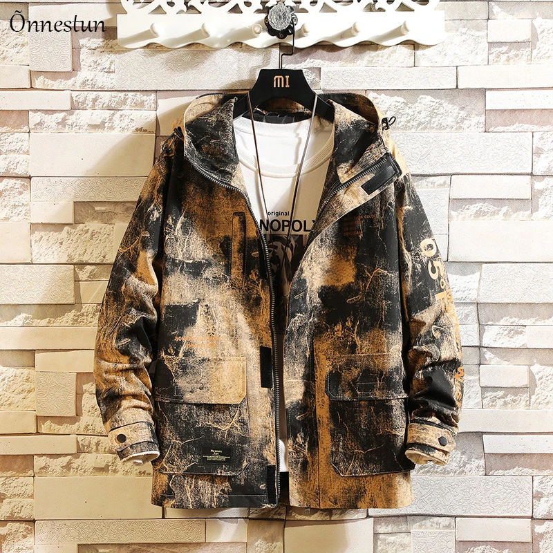 Куртка Onnestun Мужская камуфляжная с капюшоном ветровка в стиле хип-хоп стиль