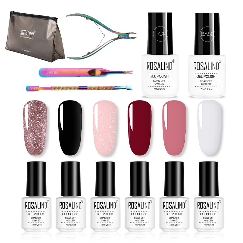 Набор гибридных полуперманентных гель лаков ROSALIND для ногтей маникюра УФ