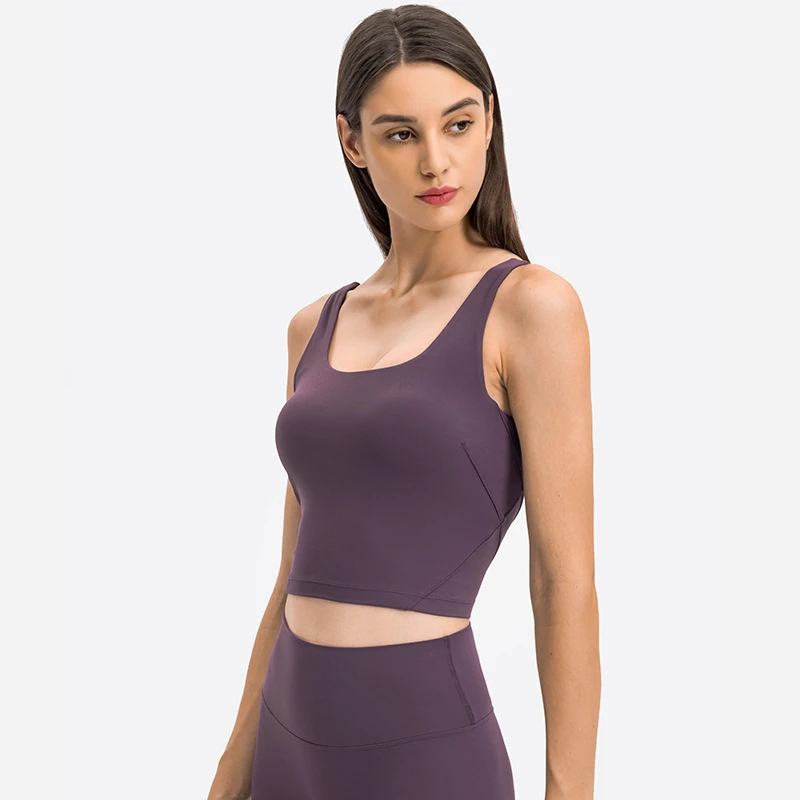 

U Neck Yoga Vest Bra Sports Underwear Gym Clothes Women Running Fitness Soft Breathable Push Up Workout Top With Built Bras