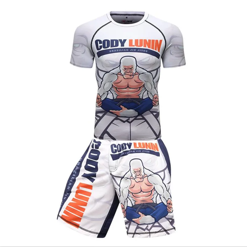 Мужские Компрессионные спортивные костюмы MMA колготки тренировочная одежда