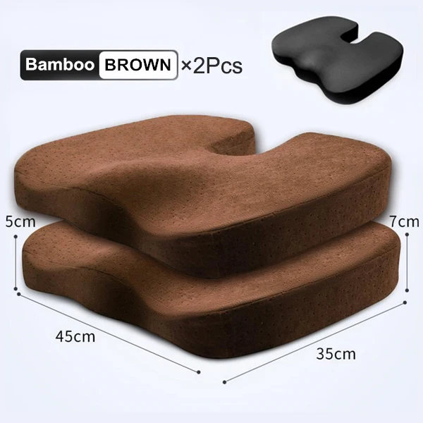 Brown Bamboo 2Pc Set Подушка для стула из пенополиуретана с эффектом памяти, ортопедическая подушка для спины автомобиля, геморроидное сиденье, задняя кость, копчик, защитный коврик, офисный диван - Цвет: Brown Bamboo 2Pc Set