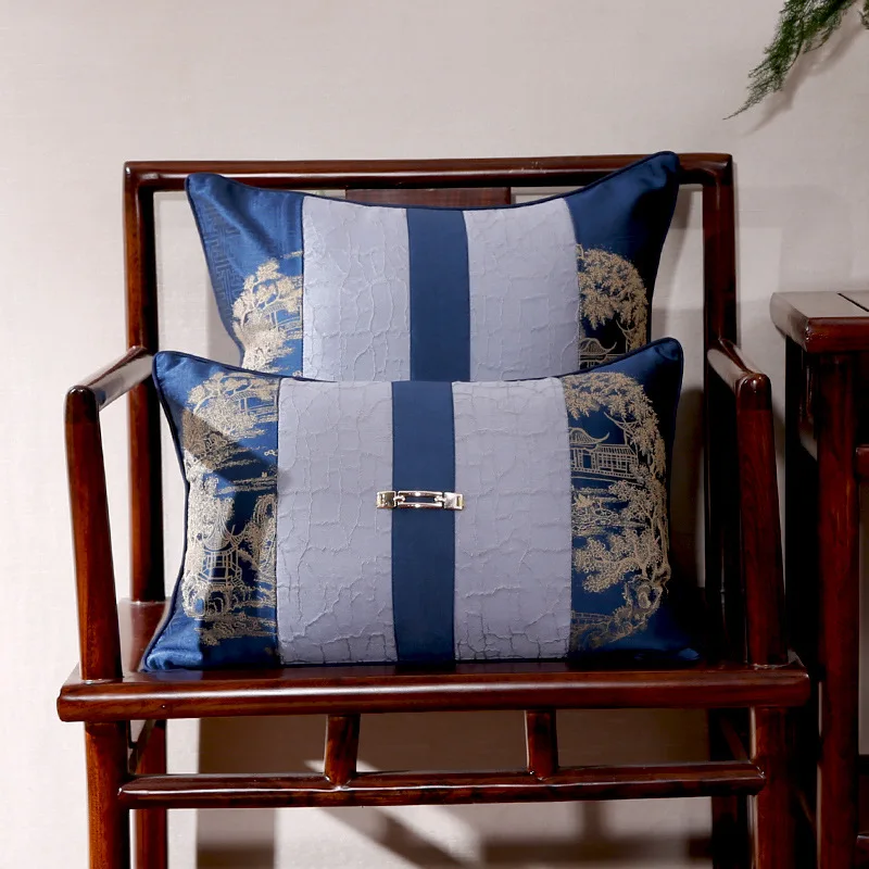 

Sofa Decorative Pillowcase Embroidered Cushion Cover Square Silk Cushions Classical New Chinese Home Decor 30x45cm/45x45cm