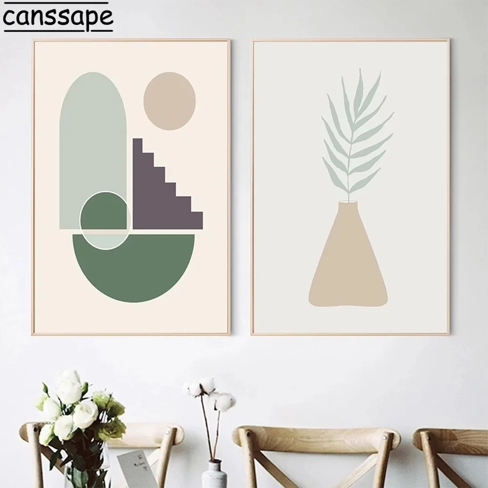 Абстрактная Картина на холсте линия листья растений плакат геометрический принт