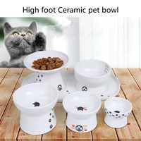 pet cat ceramics bowl classical cervical health protective bowl high base water food feeder puppy kitten pet feeding pet bowl