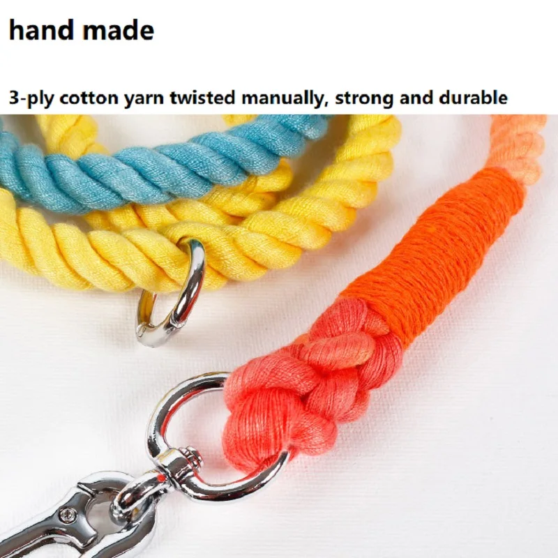 

210cm Dog Double Head Leash Multi-Function Hand-Woven Gradient Collar Necklace Outdoor Dog Universal Rope Pet Products Collar