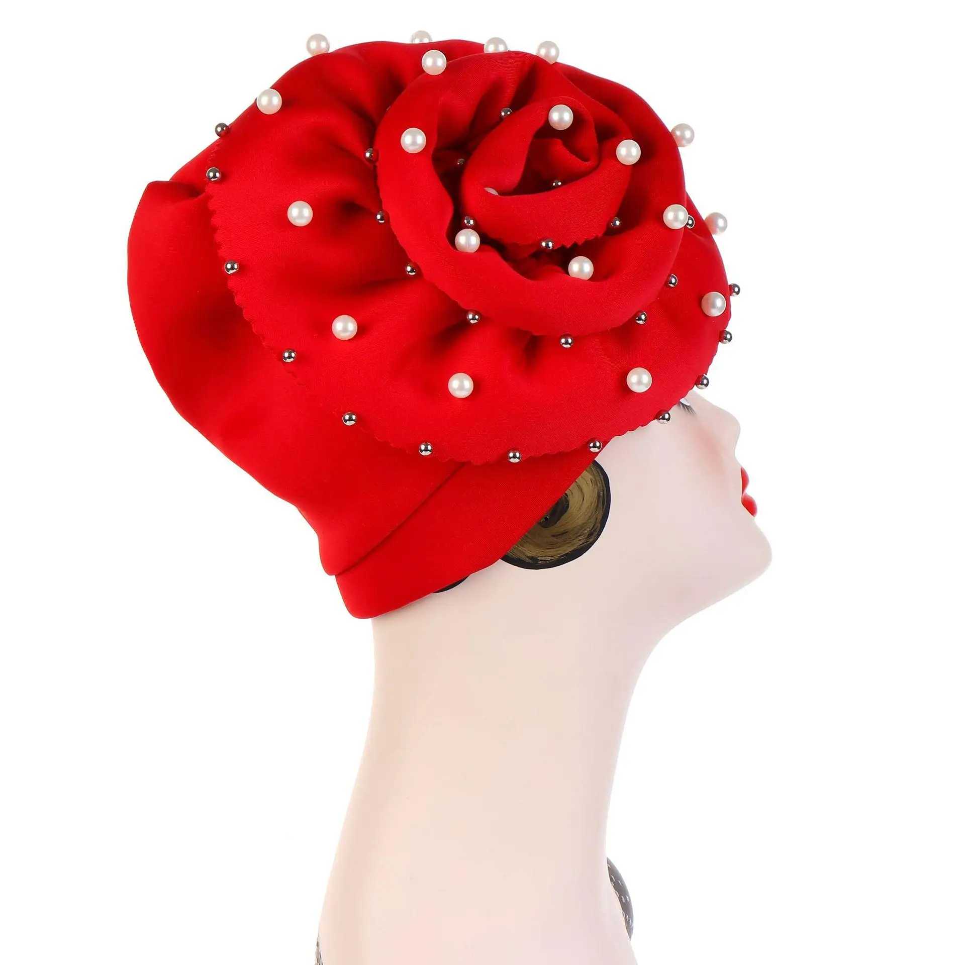 Womens Hair Loss Head Scarf Turban Ruffle Cap Big Flower Muslim Cancer Chemo Hat Cover Beanie Skullies Indian Beads Fashion | Аксессуары