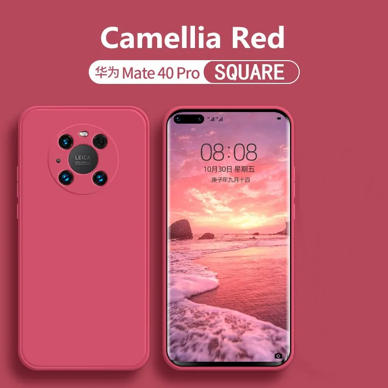 

Luxury Square Soft Original Liquid Silicone Case For Huawei P40 P30 Pro Shockproof Cover For Huawei Mate 30 40 Pro Phone Case