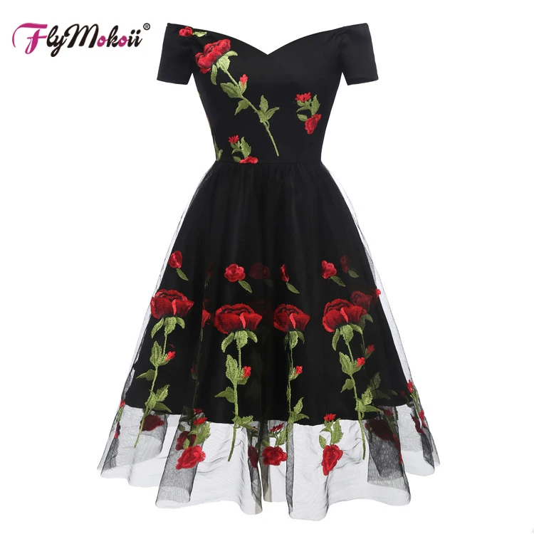 Женское вечернее платье с коротким рукавом черно белое вечерние чатое V образным