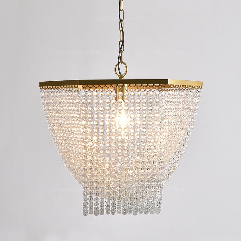 Роскошные хрустальные бусины K9 Люстра 1 светильник в детской спальне кухонный