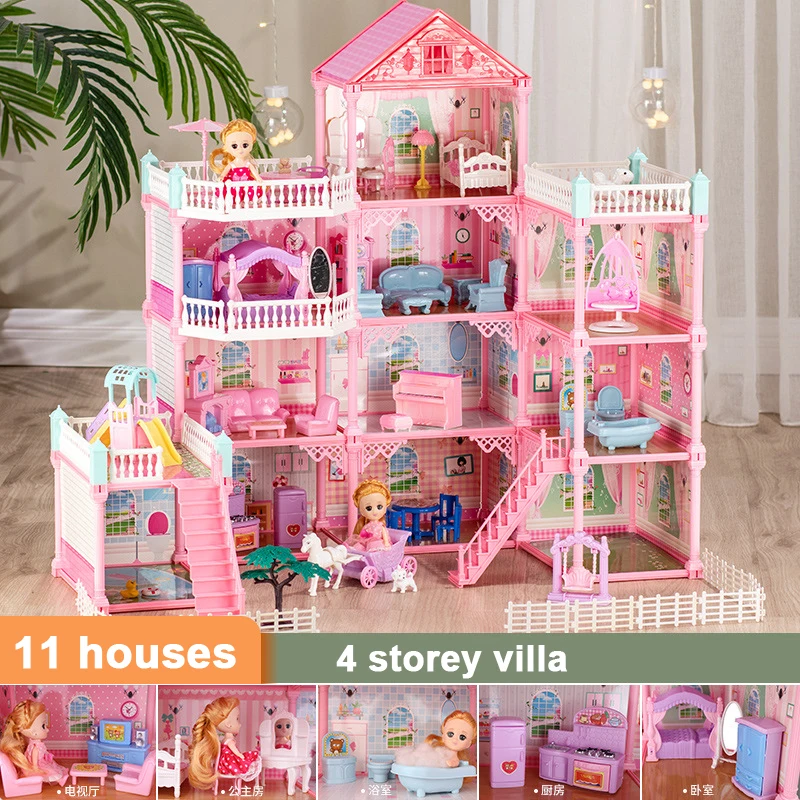 Кукольный домик QWZ для девочек вилла принцессы игрушка ручной работы замок