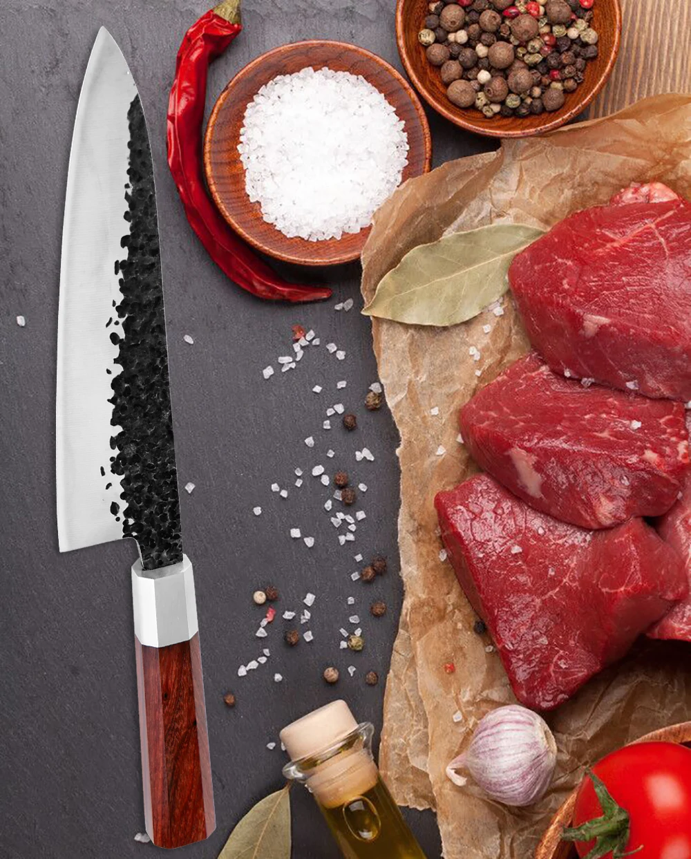 XITUO нож шеф-повара из высокоуглеродистой стали японский кухонный ручной работы