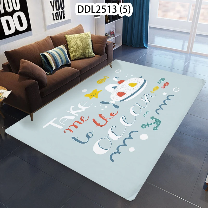 Подводная лодка с мультяшными рыбками большой коврик для гостиной домашние