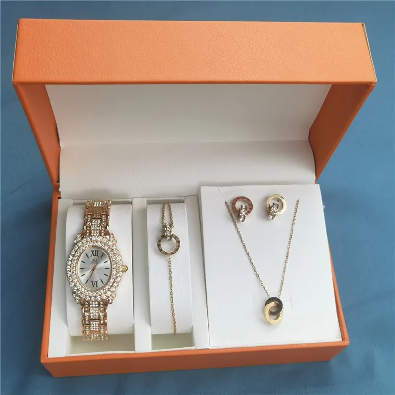 

Wiilaa New Stainless Steel Strap Women's Watch Set Bracelet Necklace Boutique Accessories Quartz Watch Casual Temperament Watch