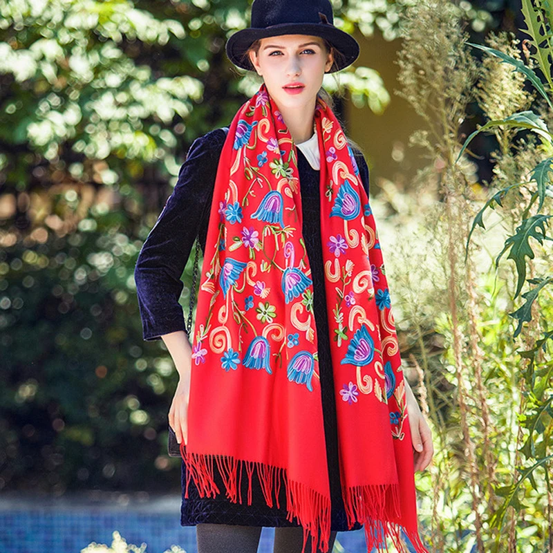 Длинные шали модные серые палантины толстые теплые женские осенние шарфы с