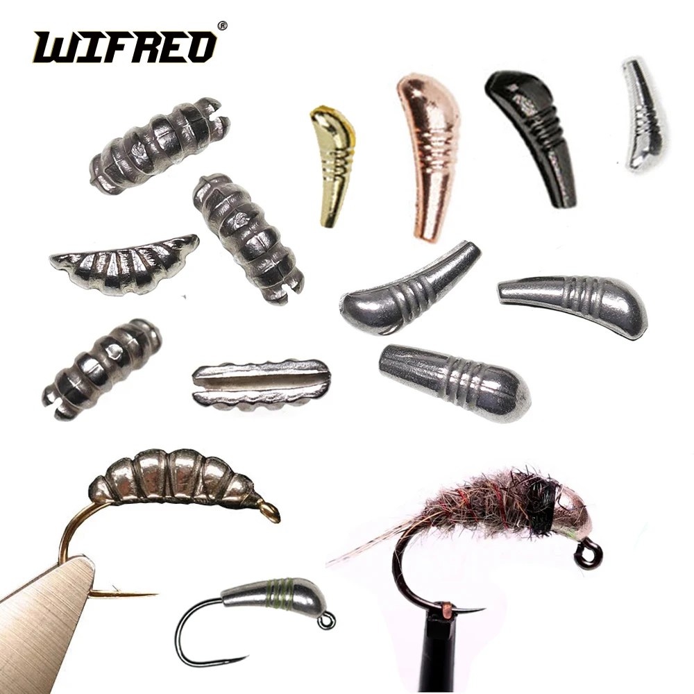 

WIFREO 12PCS Fly Fishing Hends Heavy Tungsten Body Jig Back Beads Ribbed Scud/Shrimp/Nymph Bodies Shell Fly Tying Hook Material