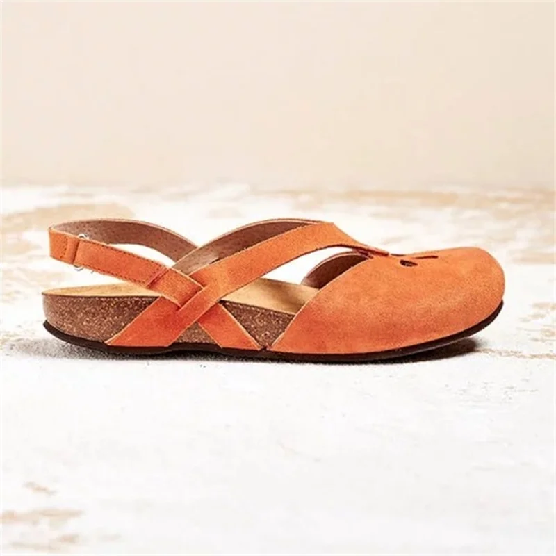 

Women Sandals Summer 2021 Flat Shoes New Retro Rome Samdals Hollow Out Casual Solid Color Comfortable Beach Ladies Shoes
