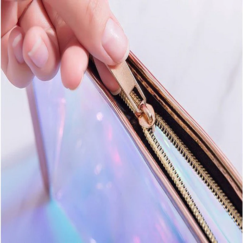

Personalised holographic iridescent Make Up Bags, Cosmetic Bag, Unique Bridesmaid Gift Ideas, Rose Gold Makeup Bags, holographic