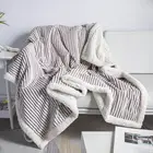 Мягкое одеяло из кашемира ягненка, теплое Полосатое постельное белье, шерпа, плед, детское одеяло, уличные коврики для кемпинга