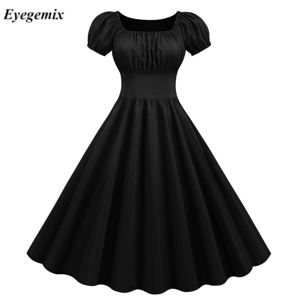 Халат черный Femme летнее платье 2021 квадратный воротник с коротким рукавом в стиле