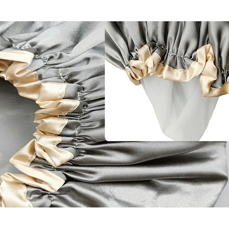 

Thick 1Pcs Waterproof Bath Hat Double Layer Shower Hair Cover Women Supplies Shower Cap Bathroom Accessories