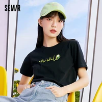 semir short sleeve t shirts women letter printing tops 2021 new summer design o neck niche pure cotton white t for female