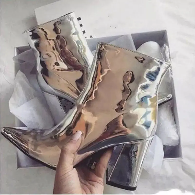 Пикантные Женские Ботинки Ботильоны из лакированной кожи для женщин ботинки на