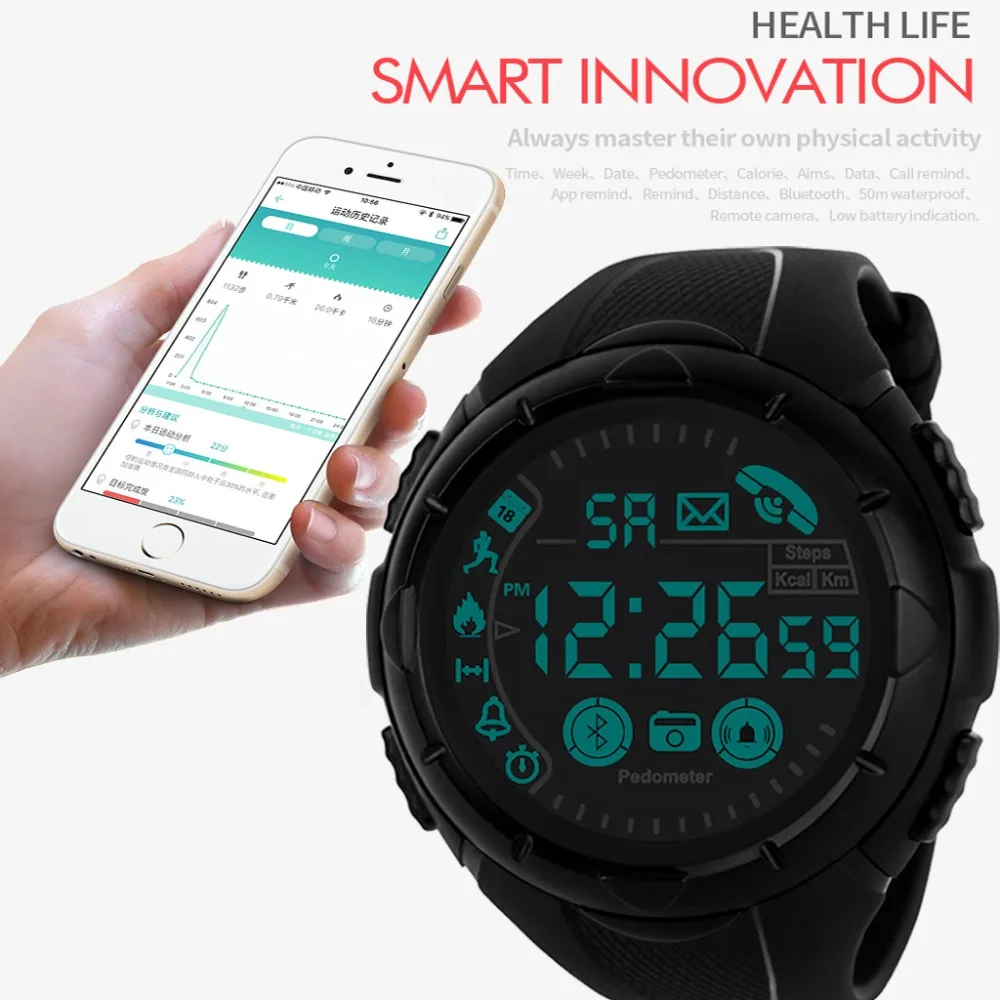 HONHX Bluetooth мужские умные спортивные часы мужские s водонепроницаемые цифровые наручные часы шагомер калории фитнес Relogio Спорт Masculino