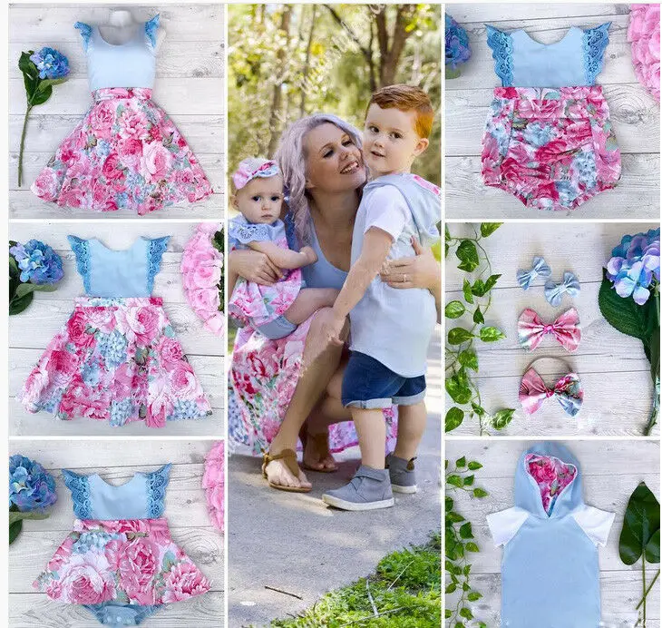 Милая Одинаковая одежда для маленьких девочек с изображением близнецов и сестер