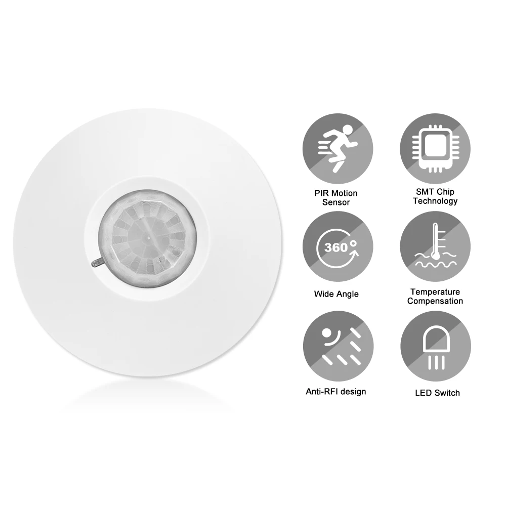 

Wired PIR Motion Sensor 360 Wide Angle Passive Infrared Detector Ceiling Mounting For Home Burglar Security Alarm System