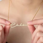 Индивидуальное ожерелье ручной работы из нержавеющей стали, персонализированное ожерелье золотого и серебряного цвета с художественной надписью и знаком, подарок на свадьбу или годовщину