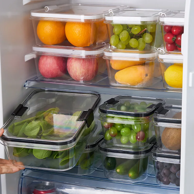 

Refrigerator Storage Box Bins Stacked Food Storage Box Fresh-keeping Box Transparent Plastic Food Freezer Sealing Box Pickle Jar
