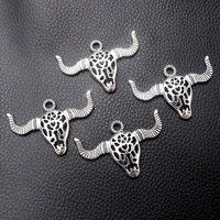 4pcslot silver plated cow head charm metal pendants diy necklaces bracelets jewelry handicraft accessories 4934mm p696