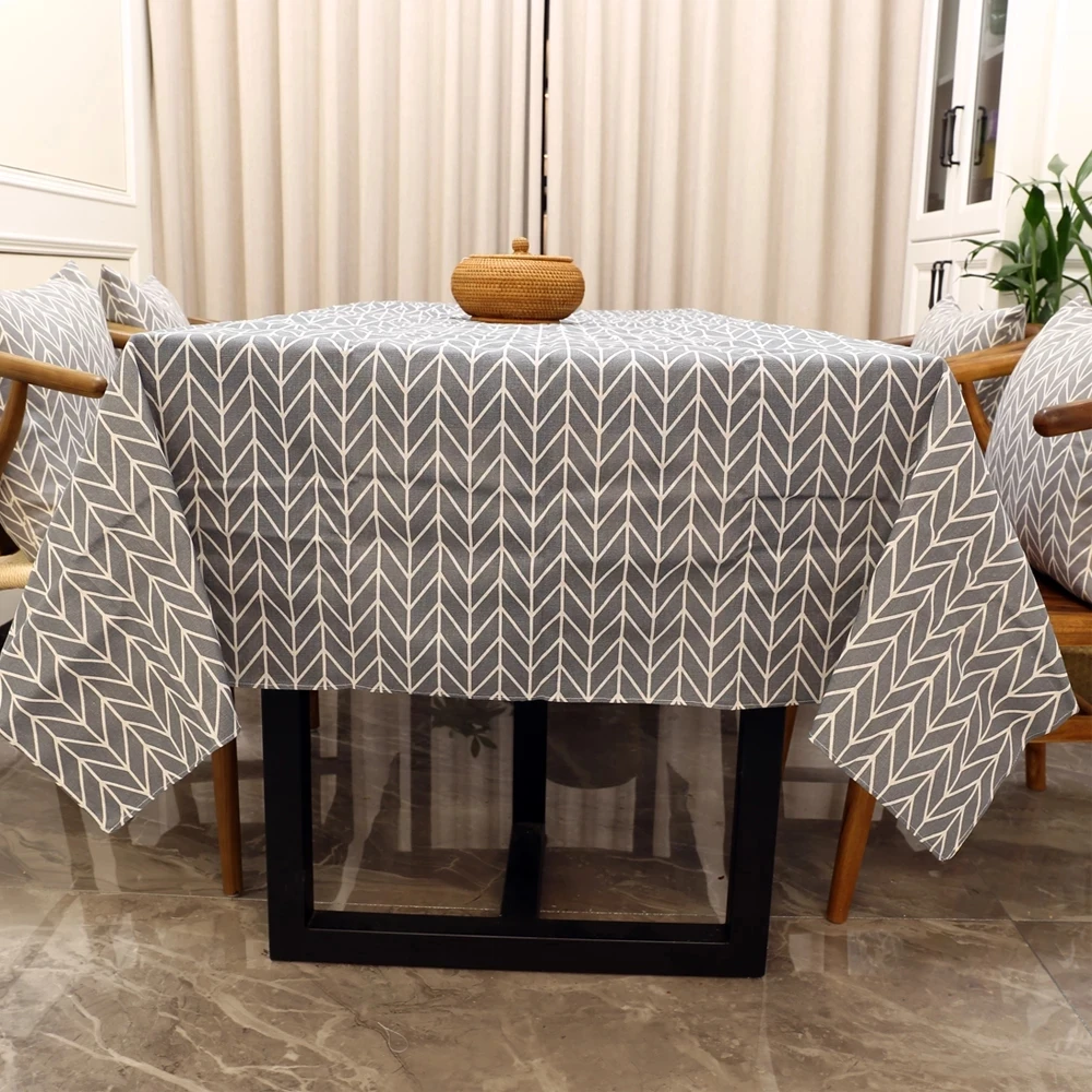 

Скатерть в серую полоску, прямоугольная наволочка для стола из хлопка и льна