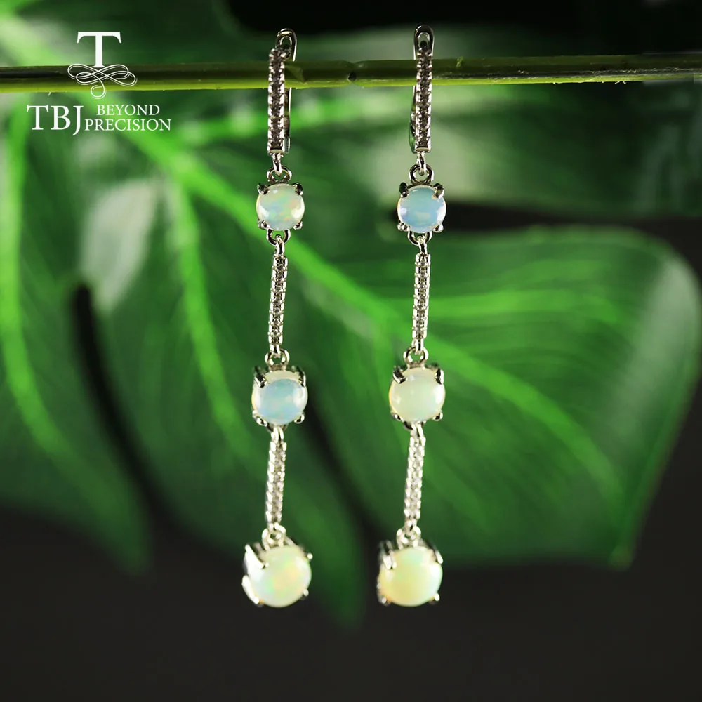 

4.5ct Long Natural Opal Earring natural Ethiopian Opal gemstone 925 sterling silver fine jewelry for girls limited quantity