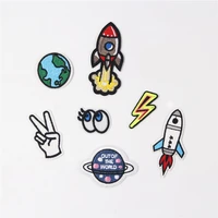 fabric embroidered rocket eye patch cap clothes stickers bag sew iron on applique diy apparel sewing clothing accessories bu154