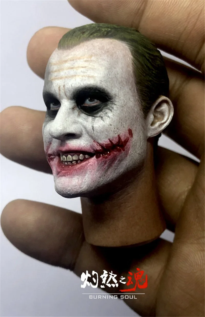 

1/6 Heath Ledger Joker laughing Head Sculpt Model PVC Male Head Carving Fit 12'' Soldier Action Figure Body Doll