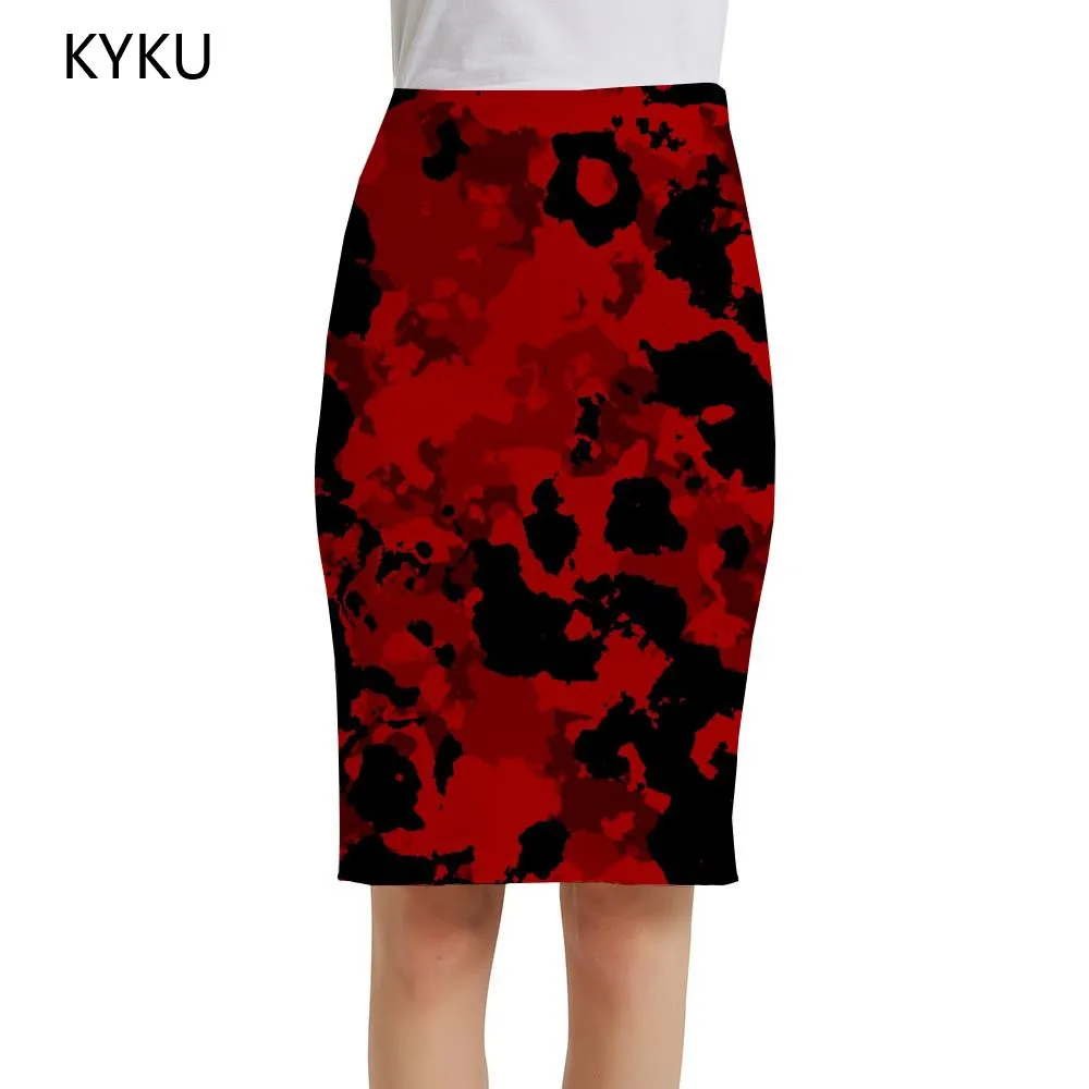 

Женская камуфляжная юбка KYKU, винтажная элегантная офисная юбка-карандаш с абстрактным принтом, весна-вечерние