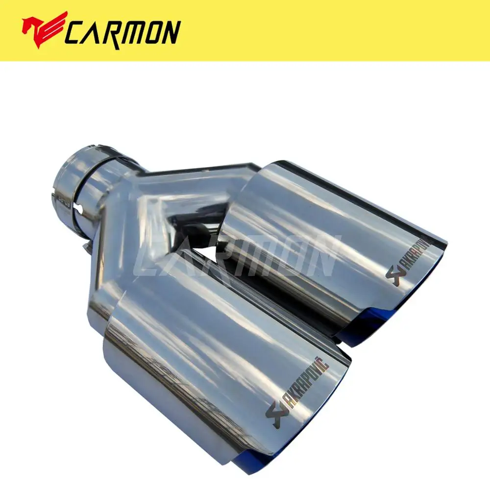 Автомобиль Универсальный Akrapovic двойной Горелый Синий нержавеющая сталь