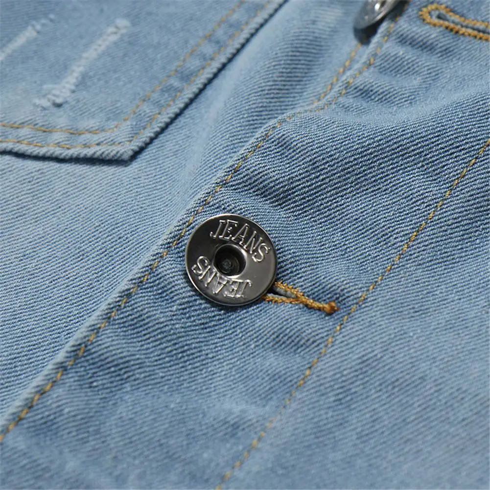 

2021 Denim Vest Men Cotton Sleeveless Jackets Blue Casual Fishing Vest Shredded Jean Coat Ripped Male Cowboy Outdoors Waistcoat