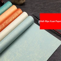 15 sheets half ripe xuan paper batik rice paper colored batik gilt paper four feets chinese calligraphy papers carta riso supply
