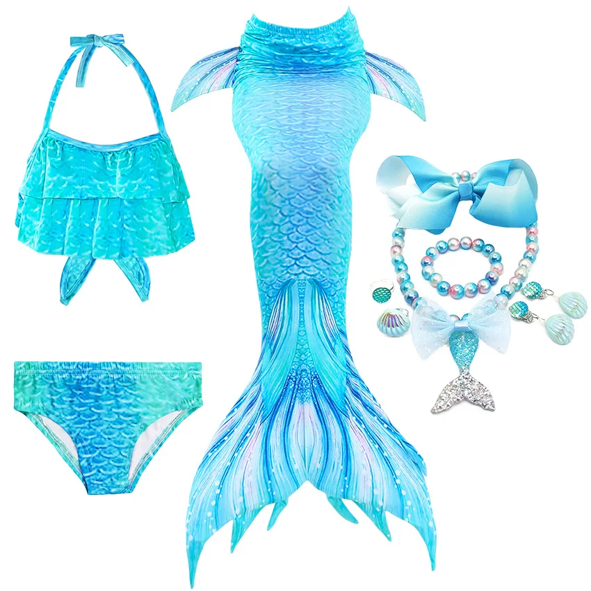 Плавательный одеяло хвост русалки для девочек Костюм Русалки Платье косплея