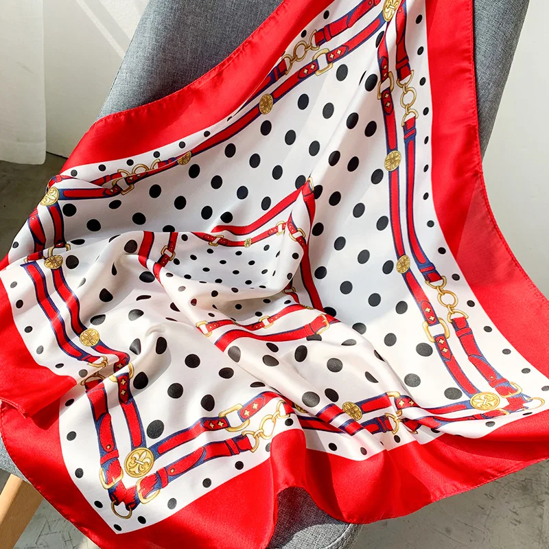 

2020 Spring New 70 Square Wild Fashion Silk Scarf Printing Hair Tie Strap chiffon hijab poncho infinity pashmina scarves women